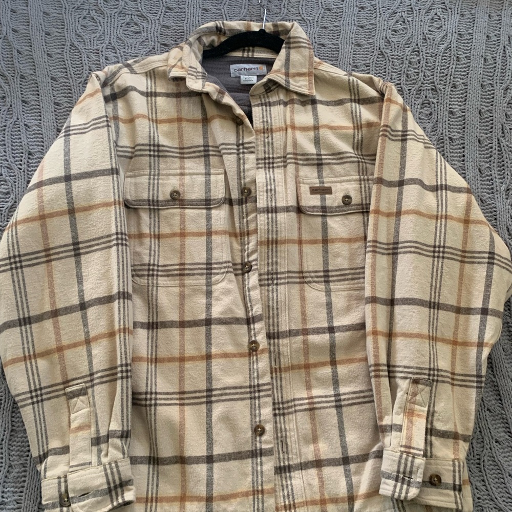 Carhartt Overshirt Adult Large Brown Shacket Plaid Lined Size Small